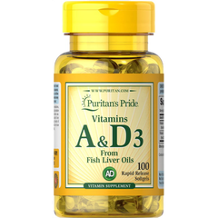 Puritans Pride Vitamin A & D3 , 100softg