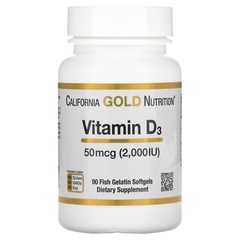 California Gold Nutrition Vitamin D3 2000, 90 softg