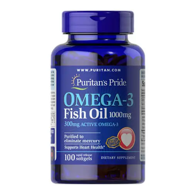 Puritan's Pride Omega-3 Fish Oil Softgels 1000 mg (100 softgels)