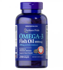 Puritan's Pride Omega-3 Fish Oil Softgels 1000 mg (250 softgels)