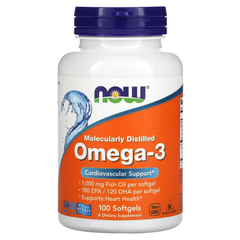 Now Omega-3 180 мг ЕПК / 120 мг ДГК, 100 капсул