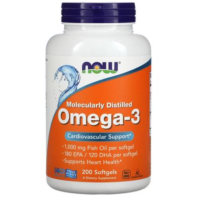 Now Omega-3 180 мг ЕПК / 120 мг ДГК, 200 капсул